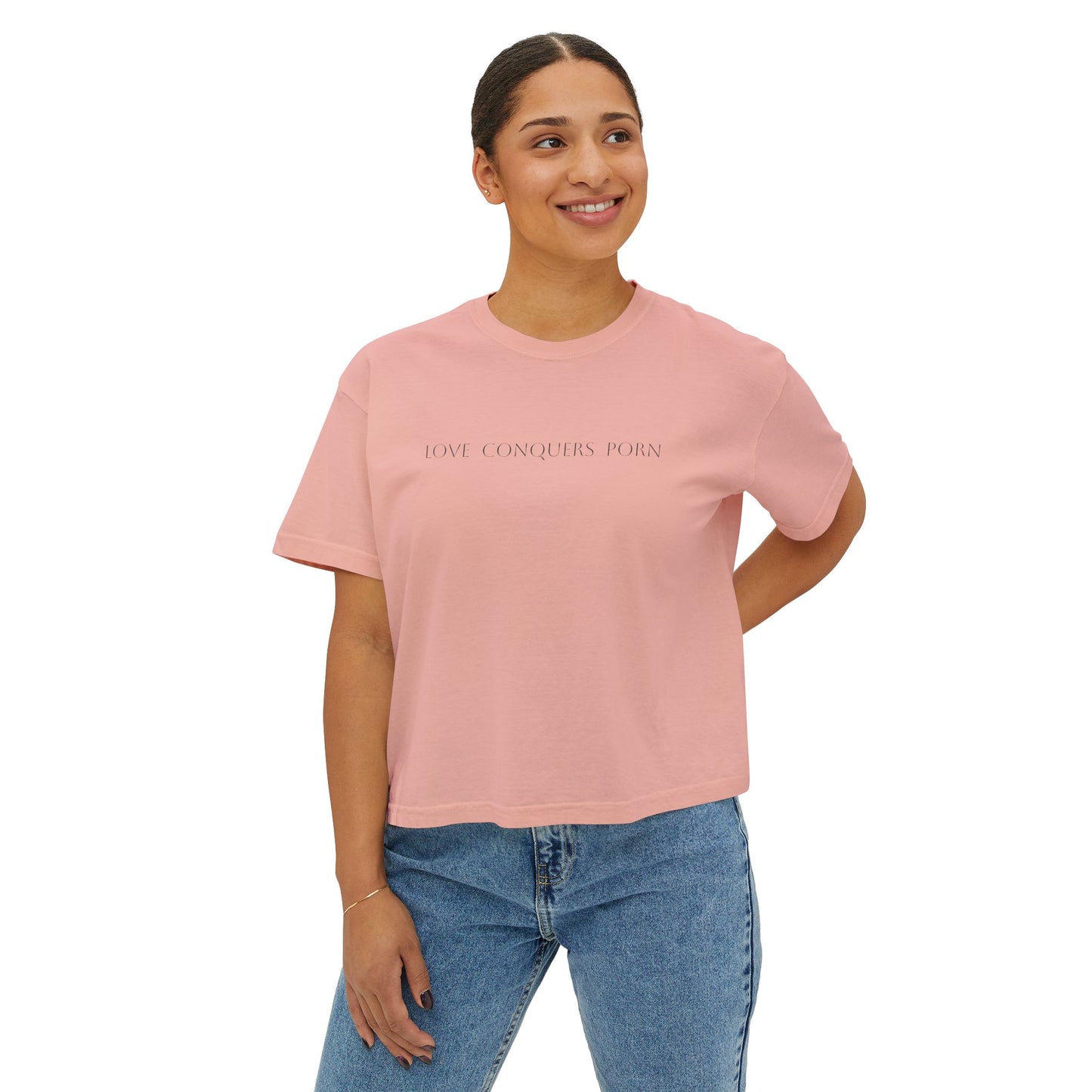 Women's Love Conquers Porn - Conqueror Society Boxy Tee